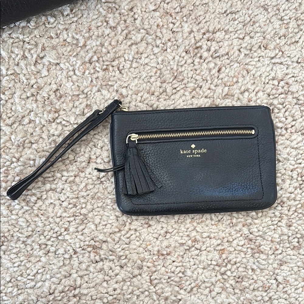 Kate Spade Black Wristlet with Tassel Accent